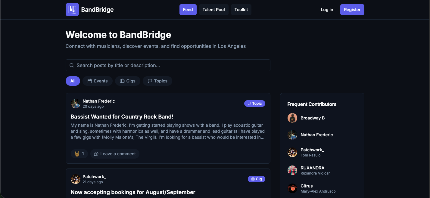 BandBridge: a community for LA musicians